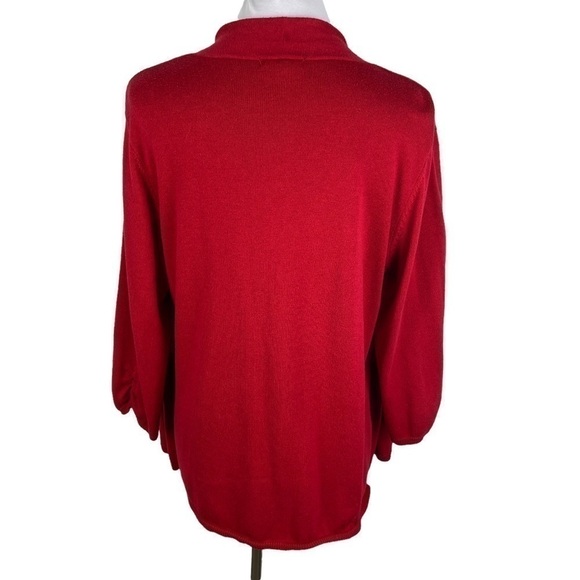 Elementz Floral‎ Sheer 2-Layer Ruffle Open Sweater Cardigan Women's XL Red Black - Picture 2 of 11